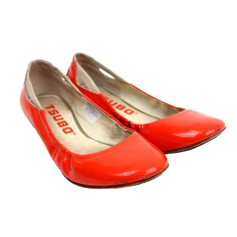 Tsubo ORANGE PATENT LEATHER FLAT BALLET SLIP ON SHOES Sz 7 US/38